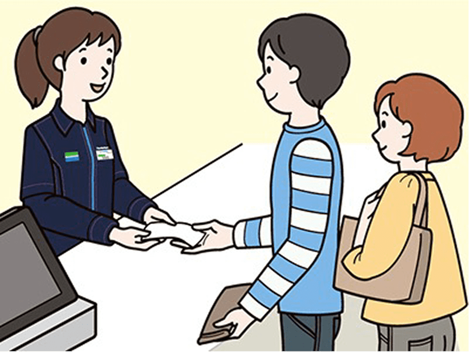 レジでお支払いする様子